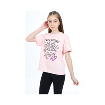 Toontoy Kids Toontoy Kız Çocuk Baskılı Tişört Pudra