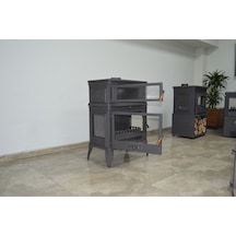 Retro Lüd Dik Fırınlı Yk Döküm Şömine Soba Fs045yk