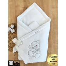 Ekru Kız Erkek Bebek Battaniyesi Doğal Organik Uyku Kundağı Mevsimlik Hastane Çıkışı Yenidoğan Ekru