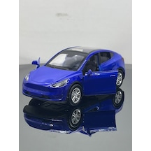 Tesla Model Y Koleksiyonluk Metal Sesli Işıklı Diest Car Oyuncak Model Araba 12 Cm - Mavi