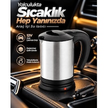 Lb 12v Araç Çakmak Girişli Paslanmaz Çelik Araç İçi Su Isıtıcı Seyahat Tipi Pratik Kettle