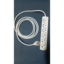 3 Metre 6 Lı Topraklı Uzatma Kablosu . Ara Kablo 3 Metre Klemensli Altılı 1