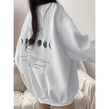 Moon Phases Afraid Kışlık Kalın Sweatshirt - Beyaz Baskılı Oversize Kalın Kışlık Bisiklet Yaka Beyaz Moon Phases Afraid Kışlık Kalın Sweatshirt - Beyaz Baskılı Oversize Kalın Kışlık Bisiklet Yaka Beyaz