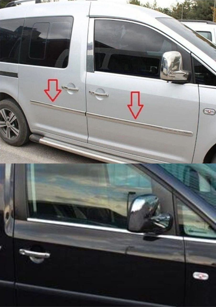 Ueskrom Vw Caddy 2004-2010 Model Krom Yan Kapı Çıtası Ve Cam Çıtası Set