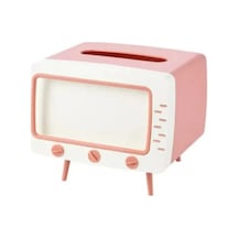 Retro Tv Görünümlü Telefon Ve Peçetelik - Pratik Masaüstü Dekoratiff Tv A5 Çok Renkli