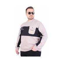 Starbattal Büyük Beden Bisiklet Yaka Cepli Sweat Double Face Pike 25702 Bej Bej