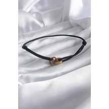 Siyah Renk İp Model Gold Renk Halka Figür Kadın  Bileklik