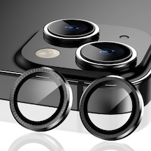 Alüminyum Alaşım Çerçeveli Tempered Glass Kamera Lens Koruyucu 15 Siyah Çok Renkli