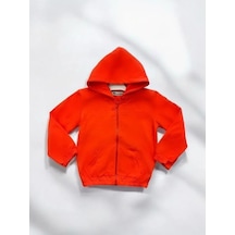 Kız Çocuk Fermuarlı Kapüşonlu Hırka-14376 Turuncu Kız Çocuk Fermuarlı Kapüşonlu Hırka-14376 Turuncu