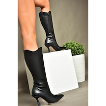 Fox Shoes R820020109 Siyah İnce Topuklu Kadın Çizme Siyah