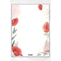 A5 Çiçek Bloknot Çizgisiz Defter - 50 Yaprak - Memopad - Notepad - Not Defteri - Not Kağıdı - 0929 Çok Renkli