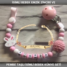 Sahi Aksesuar İsimli Bebek Emzik Zinciri ve İsimli Bebek Künye Seti BEZYI299 Mavi