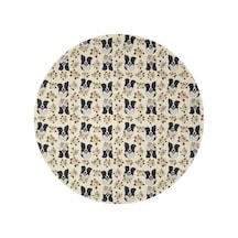 Border Collie Desenli Yuvarlak Polar Battaniye, Yumuşak & Hafif, 47 İnç-a9 Border Collie Rose