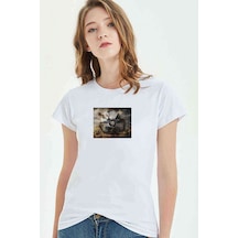 Stalker Alta Silik Yazı Baskılı Beyaz Kadın Tshirt