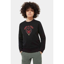 Tshirthane Pitbull Amblemi Ruff And Tuff Baskılı Unisex Çocuk Siyah Sweat Siyah