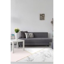 Kaymaz Dijital Mutfak & Salon Halı Star Pamuk Geometrik E5008 Beyaz