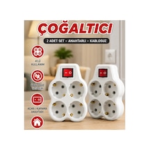 2 Li Set 4 Lü Anahtarlı Kablosuz Duvar Tipi Priz Çoğaltıcı Diğer