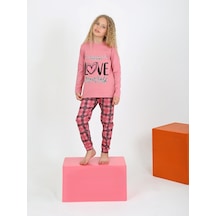 Kız Çocuk Uzun Kollu %100 Pamuklu Düğmeli Pijama Takımı Your Dreams Gül