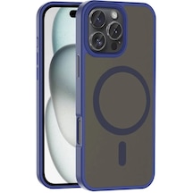 Zore Apple iPhone Uyumlu 16 Pro Max Kılıf M-safe Şarj Özellikli Mat Arka Yüzey Sio Kapak Lacivert