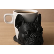 3d Tasarım French Bulldog Figürlü Kupa Tutucu Ve Bardak Altlığı - Dekoratif Köpek Sever Ofis Aksesuarı