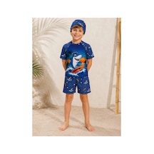 Rony Pony Kids Erkek Çocuk Lacivert-beyaz Şapkalı Mayo Takımı - 3 Parça Lacivert Beyaz