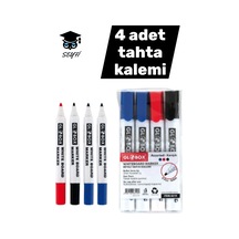 4 Adet Tahta Kalemi 2 Mavi 1 Siyah 1 Kırmızı Çok Renkli