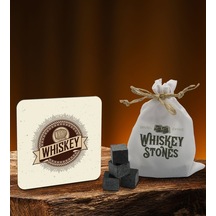 Bk Gift Whiskey Tasarımlı Ahşap Bardak Altlığı Ve 6 Lı Granit Viski Taşı Hediye Seti - Model 1