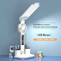 Monozone Fanlı Masa Lambası 7w Şajlı Saat Takvim Dereceli