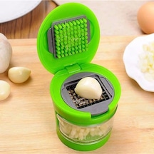 2 Farklı Bıçaklı Hazneli Kapaklı Pratik Sarımsak Soğan Rendesi Yeşil