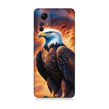 Xiaomi Redmi Note 12s Uyumlu Siyah Beyaz Kartal Desenli Silikon Kılıf