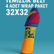 Pratik Mikrofiber Temizlik Bezi 4'lü Wrap Dürüm Paket Set 32x32 Cm Çok Renkli