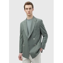 Ramsey Açık Yeşil Düz Shirt Shoulder Slim Fit Yün Karışımlı Ceket