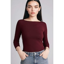 Defacto Slım Fıt Kayık Yaka Uzun Kollu Tişört G9577ax26spbr171 Bordo-br171