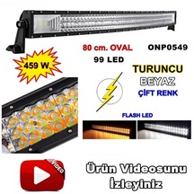 Off Road Led Bar Turuncu-Beyaz Oval Kavisli 3 Sıra 80 Cm 99 Led (451244930)