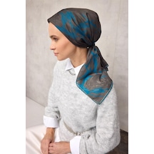 Silk Home Pamuk Polyester Soft Eşarp Yaprak Desen Antrasit 90x90 Çok Renkli