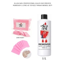 Profesyonel Kalıcı Oje Sökücü Remover 1 Litre Ve Tüy Bırakmayan Tırnak Pedi 1000'li Set