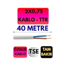 Öznur 2x0,75 Ttr Kablo Metre Seçenekli Beyaz - 40 Metre