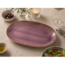 Aura Blackberry Oval Porselen Meze Ve Kahvaltı Sunum Tabağı, 19x11 Cm, İç Mekan Çok Renkli