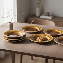 Güral Güral 6 Adet 22 Cm Çukur Yemek Tabağı Reaktif Saura 137 Diğer