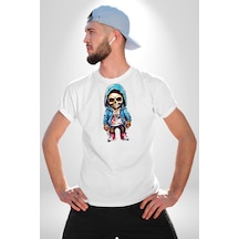 Hiphop Kurukafa Hoodie Unisex Unisex Beyaz Organik Baskılı T-shirt Penye Yüksek Kalite Beyaz