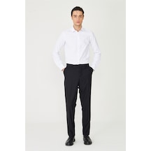 Siyah Keskin Hatlı Modern Form Klasik Kumaş Pantolon Siyah