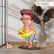 Bk Gift Kişiye Özel Tatilci Çocuk Karikatürlü Büyük Boy Ahşap Biblo-1 Arkadaşa Hediye , Sevgiliye Hediye, Kişiye Özel Biblolar Kobitmeyen137548 Bk Gif