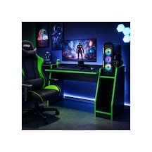 Livan Oyuncu Masası Gaming Bilgisayar Masası Geniş Çalışma Alanlı Modern Pc Ve Çalışma Masası Siyah - Yeşil