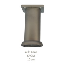 Alis Ayak, Baza Koltuk Dolap Ayağı, Plastik, Krom, 10 Cm, Vidalarıyla Mat Krom