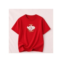 Herkesemoda Choose Kındness Baskı Detaylı Kadın Bisiklet Yaka Pamuklu T-shirt Kırmızı