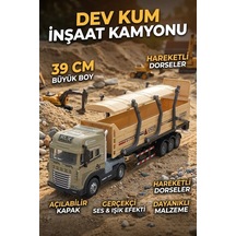 Hareketli Damperli İnşaat Kamyonu Oyuncağı - 39 Cm Büyük Boy Sesli Işıklı Tır İş Makinesi