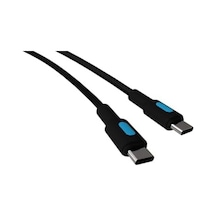 Type C-c Power Delivery Hızlı Şarj Kablosu, Siyah Kablo, Mavi/siyah Uçlar 120 Cm