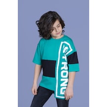 Toontoy Kids Toontoy Erkek Çocuk Garnili Strong Baskılı Tişört Koyu Yeşil
