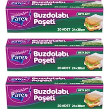 20'li Buzdolabı Poşeti Orta Boy 24 X 38 Cm Üçlü Paket