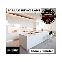 Parlak Beyaz Yapışkanlı Folyo Mutfak Dolap Ve Mobilya Kaplama Folyosu 75cm X 2mt 010 - Parlak Beyaz
